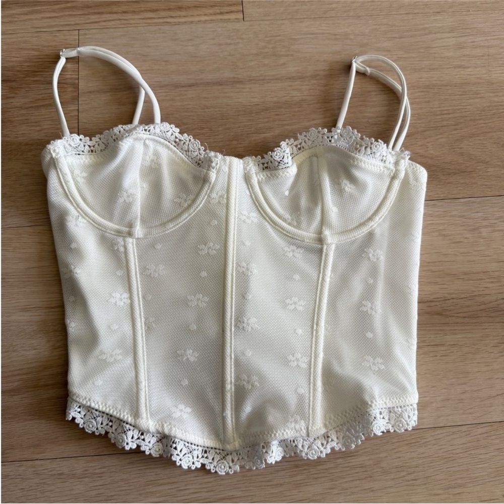 White Fox Cream Lace Bustier Top